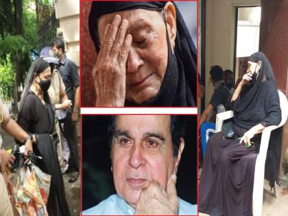 RIP Dilip Kumar: Heartbroken fan breaks down outside late actor's residence claimed to be a relative of actor | काळे कपडे, हातात माळ अन् डोळ्यांत अश्रू...! दिलीप कुमार यांच्या घराबाहेर रडणारी ‘ती’ कोण?