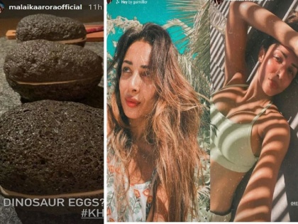 Malaika Arora share dinosaur eggs photo from Maldives vacation with Arjun Kapoor | काय सांगता? मलायका अरोरानं मालदीवमध्ये शोधली डायनोसोरची अंडी?  