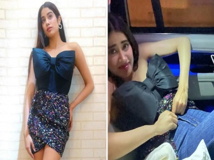 janhvi kapoor change her jeans in car photos viral | OMG!! जान्हवी कपूरने कारमध्येच बदलले कपडे, स्वत: शेअर केले फोटो