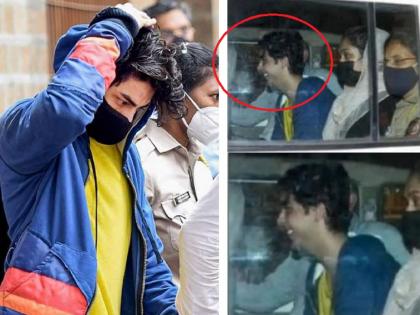 Mumbai Rave Party Drugs Case Shah Rukh Khan's son Aryan khan arrest, gets snapped laughing amid NCB detention | ‘हा तर हसतोय, कमाल आहे...’; NCBच्या व्हॅनमध्ये हसताना दिसला आर्यन खान, फोटो व्हायरल