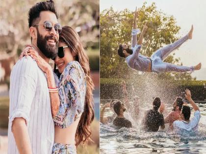 Mouni Roy And Suraj Nambiar Raise The Temperature Shares Glimpses Of Their Pool Party | मौनी रॉयनं शेअर केला पतीसोबतचा लिपलॉक व्हिडीओ, पूल पार्टीत धम्माल मस्ती