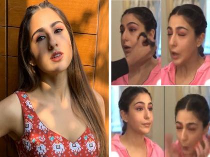 Sara Ali Khan had an accident in the makeup room As Bulb Explodes Near Her Face Watch Video | Video : मेकअप सुरू असतानाच सारा अली खानसोबत घडली भयावह घटना, चेहऱ्याजवळ झाला ब्लास्ट