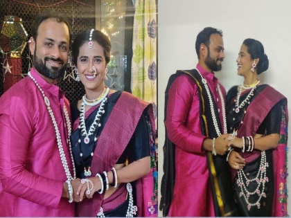 bigg boss marathi fame Sharmishtha Raut first makar sankranti after marriage shares new photoes | नव्या नवलाईचा सण...! शर्मिष्ठा राऊतने शेअर केलेत पहिल्या हळदीकुंकवाचे फोटो