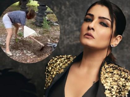 raveena tandon posts proof video after people ask if she really worked on her farm | हां भाई, सच में किया...! लोकांचा विश्वास नाही म्हटल्यावर रवीना टंडनने थेट दिला पुरावा