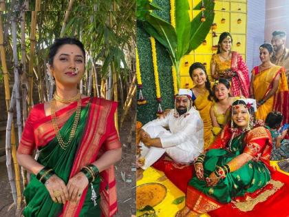 marathi actress prajakta mali share brother wedding photos | Prajakta Mali : घरच्या लग्नात प्राजूचीच हवा..., प्राजक्ता माळीनं शेअर केले भावाच्या लग्नाचे फोटो