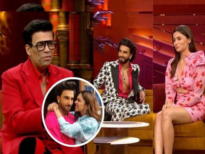 Koffee with Karan 7 Ranveer Singh reveals had sex in vanity Karan Johar shocked | Koffee with Karan 7 : रणवीर सिंगचा सेक्स लाईफबद्दलचा खुलासा; करण जोहर व आलिया ऐकून शॉक्ड