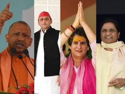 strong show of strength bjp sp congress bsp for next phase election in uttar pradesh 2022 | UP Election 2022: उत्तर प्रदेशातील नेते लंडनला जाणार की मठात? भाजप, सपा, काँग्रेस, बसपाचे जोरदार शक्तिप्रदर्शन