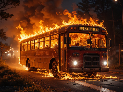 Bus Fire: ट्रकला धडकल्यानंतर बस पेटली; ३ जणांचा होरपळून मृत्यू, २३ जण जखमी