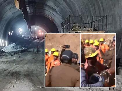 Uttarkashi Tunnel Accident: Get our men out..., protest at the accident site in Uttarakhand, sloganeering by workers | आमच्या माणसांना बाहेर काढा..., उत्तराखंडमधील दुर्घटनास्थळी आंदोलन, कामगारांची घोषणाबाजी