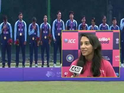 Vice-captain of the Indian women's cricket team Smriti Mandhana on winning the Asian Games gold medal in asian games 2023 | "आमचा राष्ट्रध्वज आणि राष्ट्रगीत...", 'सुवर्ण' जिंकल्यानंतर स्मृतीची प्रतिक्रिया; चाहत्यांची जिंकली मनं