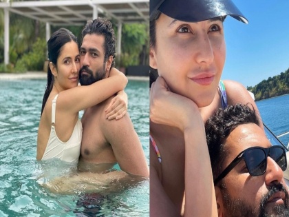 Katrina Kaif and Vicky Kaushal's romantic and pool photos goes viral | विक्की-कतरिना पूलमध्ये दिसले एकमेकांच्या मिठीत, कपलचे रोमॅंटिक फोटो व्हायरल