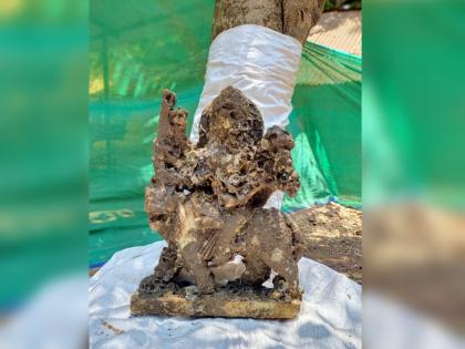 an idol of vijayadurga found in a gambler vessel history of 500 years ago has been brought back to light | जुआरीच्या पात्रात आढळली विजयादुर्गेची मूर्ती; ५०० वर्षांपूर्वीच्या इतिहासाला पुन्हा मिळाला उजाळा