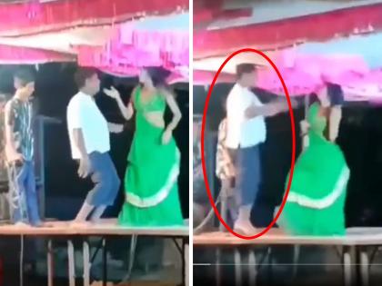 funny video Young boy goes on stage to dance with girl dancer but ends up breaking it watch viral trending clip | Dance Viral Video: उत्साही तरूणाची तरूणीसमोरच झाली फजिती, डान्ससाठी स्टेजवर गेला पण... नक्की काय घडलं पाहा