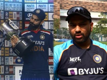 India Tour of South Africa: Rohit Sharma brushes aside rift with Virat Kohli, says ‘It is important to focus on my job', Video | India Tour of South Africa: विराट कोहलीसोबतच्या कथित वादावर रोहित शर्माचं एका वाक्यात उत्तर; माझ्यासाठी कामावर फोकस करणे महत्त्वाचे...