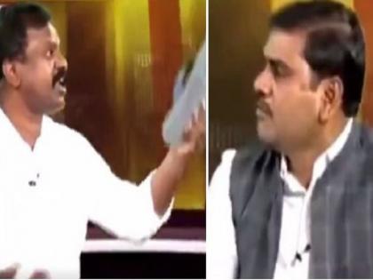 andhra pradesh bjp leader vishnu vardhan reddy with slippers in live debate telugu news channel | VIDEO:  लाईव्ह डिबेटमध्ये गोंधळ, भाजपा नेत्याला फेकून मारली चप्पल