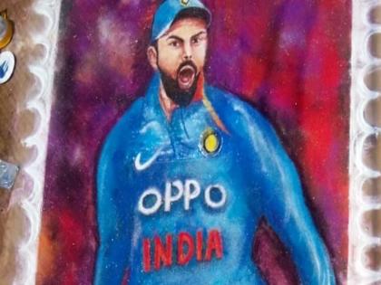 #HappyBirthdayVirat: Virat Kohli's beautiful rangoli on birthday | #HappyBirthdayVirat : वाढदिवसानिमित्त विराट कोहलीची सुरेख रांगोळी