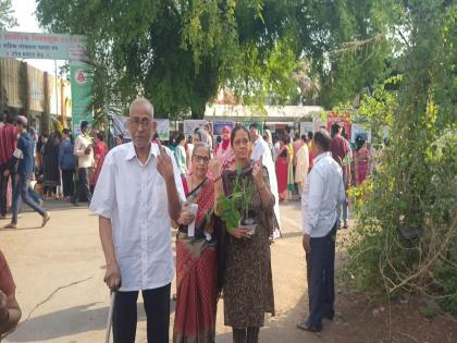 In Nashik- Bajrangwadi's green polling station attracts attention; Made attractive to voters | बजरंगवाडीच्या हरित मतदान केंद्राने वेधले लक्ष; मतदारांना केले आकर्षिक