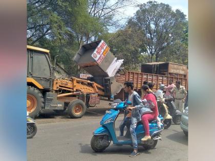 Clearance of 92 encroachments in Hanumannagar zone; 4 trucks of materials seized | हनुमाननगर झोनमधील ९२ अतिक्रमणांचा सफाया; ४ ट्रक साहित्य जप्त