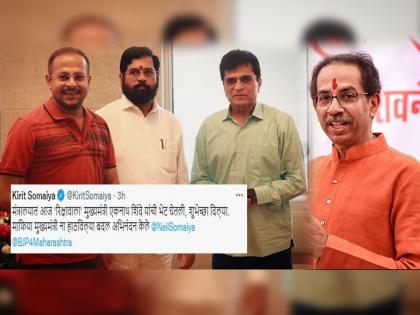 Kirit Somaiya called Uddhav Thackeray a mafia CM, Eknath Shinde group angry; Complaint to Devendra Fadnavis | Kirit Somaiya: किरीट सोमय्या उद्धव ठाकरेंना माफिया म्हणाले, शिंदे गट चिडला; फडणवीसांकडे तक्रार