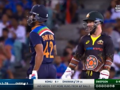 India vs Australia, 2nd T20I : Matthew Wade said "Not Dhoni, not quick enough like Dhoni", after that stumping chance of Dhawan, Video | India vs Australia, 2nd T20I : मॅथ्यू वेडनं काढली MS Dhoni ची आठवण, शिखर धवननंही डोलावली मान; Video
