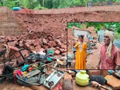 Three people including a child were injured after a retaining wall collapsed at Kajarghati Khurd Bouddhavadi in Ratnagiri taluka | Ratnagiri: संरक्षक भिंत कोसळून बालकासह तिघे जखमी, काजरघाटी खुर्द येथील १३ घरांना धोका