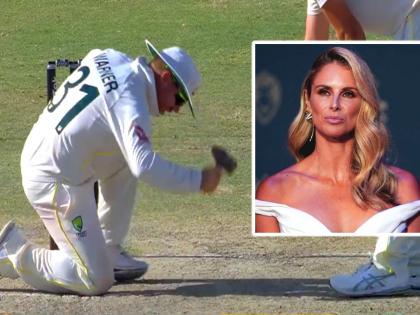 PAK vs AUS Test David Warner Thor Hammer moment Video goes viral wife Candice reacts with hilarious comment | David Warner Wife Candice, PAK vs AUS: वॉर्नरचा पिचवर हातोडा मारतानाचा Video झाला Viral, पत्नीने केली भन्नाट कमेंट