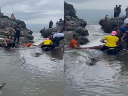 Two Mumbai tourists rescued from being swept away by Kalu Falls Performance of Shivneri Trekkers | काळू धबधब्यात वाहून चाललेल्या मुंबईच्या दोन पर्यटकांना वाचवले; शिवनेरी ट्रेकर्सची कामगिरी