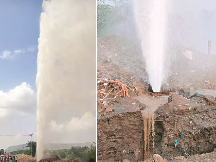 Contractor's causes, city water main pipeline burst for third time; Water supply disrupted again | कंत्राटदाराचा प्रताप, तिसऱ्यांदा फुटली शहराची जलवाहिनी; पाणी पुरवठा पुन्हा विस्कळीत