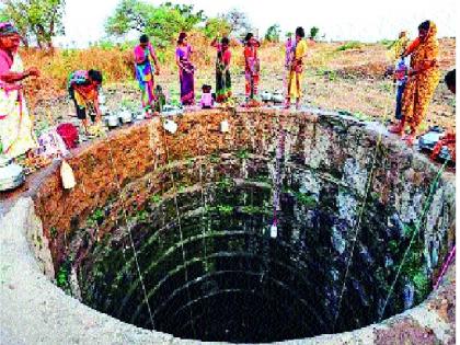  Kundalpur women's life threatens: life-threatening exercises to remove water from the ocean | कुंडलापुरात महिलांचा जीव धोक्यात-: आडातील पाणी काढण्यासाठी जीवघेणी कसरत