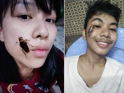 Internet’s latest viral craze is the ‘Cockroach Challenge’ & it involves putting one on your face | आता Cockroach Challenge ची क्रेझ; इंटरनेटवर फोटो व्हायरल