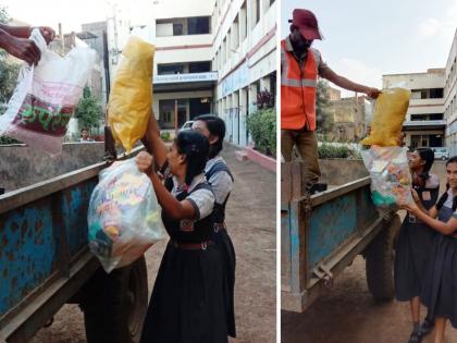 environment awareness, no plastic use in karad satara | नववर्ष स्वागतासाठी स्तुत्य उपक्रम; मुलांनी केलं प्लास्टिक हद्दपार!