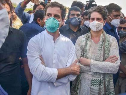 Hathras Gangrape: Rahul Gandhi and Priyanka Gandhi visit the victim's family in Hathras | Hathras Gangrape : हाथरसमधील पीडित कुटुंबाचे सांत्वन करताना प्रियंका गांधींना अश्रू झाले अनावर