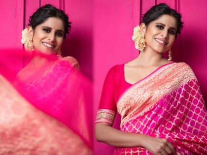 Sai Tamhankar look stunning In Pink Saree | सई ताम्हणकरचा साडीमधील हा लूक पाहिला का?, सौंदर्य गेलं आणखी खुलून
