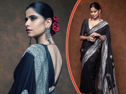 Sai Tamhankar looks very beautiful in a black saree | काळ्या रंगाच्या साडीत सई ताम्हणकर दिसतेय खूपच सुंदर, पाहा तिच्या अदा !