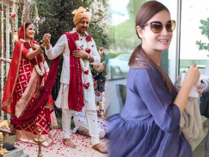 Dia mirza first appearance after marriage fans says she looks pregnant | अरे ही प्रेग्नंट आहे की काय, लग्नाच्या अवघ्या काही दिवसांतच दीयाचा असा फोटो पाहून युजर्सही झाले आवाक्