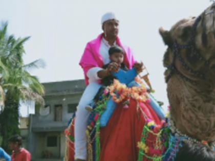 लग्नाची वरात, म्हणून नवरदेव चक्क उंटावरून पोहोचला वधूच्या दारात...