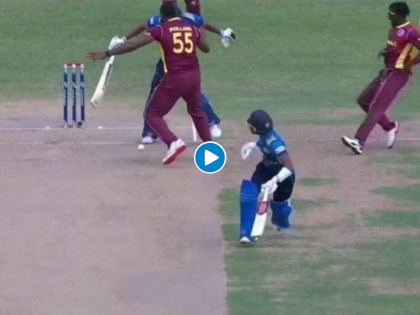 Video : Danushka Gunathilaka has been given out Obstructing the field, West Indies beat Sri Lanka in 1st ODI | Video : विचित्र पद्धतीनं बाद झाला श्रीलंकेचा फलंदाज; वेस्ट इंडिजचा संघ अन् कारयन पोलार्ड आरोपीच्या पिंजऱ्यात