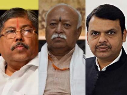 bjp leader chandrakant patil and devendra fadnavis meets rss chief mohan bhagwat in nagpur | देवेंद्र फडणवीस, चंद्रकांत पाटील RSS मुख्यालयात; मोहन भागवतांशी दीड तास खलबतं