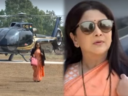 After Radhika Masale serial Agbai sunbai Asavari Joshi attract audiences because of her helicopter entry ,Nivedita Saraf badly trolled on social media | राधिकानंतर असावरीची हवा, थेट हेलिकॉप्टर घेऊन आसावरी जाते ऑफिसला !