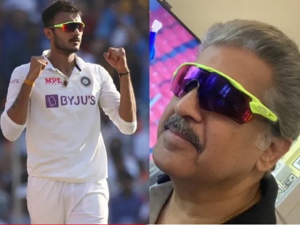 Axar Patel responds with special message after Anand Mahindra poses for selfie in 'Axar' shades | Anand Mahindra : आनंद महिंद्रा यांनी वचन पूर्ण केलं, अक्षर पटेलनं लगेच आभार मानले
