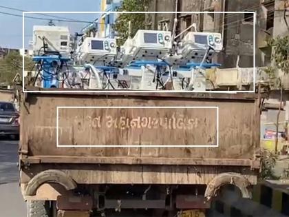 सूरतमध्ये कचऱ्याच्या गाडीतून आणले व्हेंटिलेटर्स; विरोधक म्हणाले, हेच ते गुजरात मॉडेल