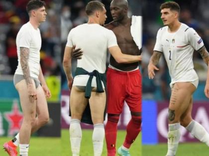 Italy stars strip down to PANTS in wild celebrations after Belgium win at Euro 2020, Spain defeat Switzerland in shootout | Euro 2020 : विजयाची झिंग, बेल्जियमला नमवल्यानंतर इटलीच्या खेळाडूंनी काढल्या पँट; स्पेनकडून थरारक सामन्यात स्वित्झर्लंडची हार!