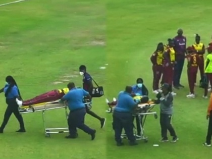 Scary scenes : West Indian player Chinelle Henry and  Chedean Nation has collapsed during 2nd T20I against PAKW | अरे बापरे; सामना सुरू असताना वेस्ट इंडिजचे दोन खेळाडू मैदानावर कोसळले, स्ट्रेचरवरून नेलं थेट हॉस्पिटलमध्ये!