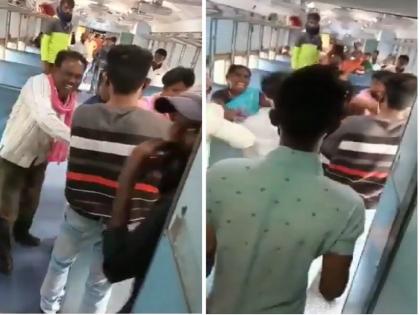 Passengers beaten by howkers when asked to respond to harassment; The video of the incident in Tapavan Express went viral | तपाेवन एक्स्प्रेसमध्ये राडा ! शेरेबाजीचा जाब विचारताच हाॅकर्सकडून प्रवाशांना मारहाण; व्हिडिओ व्हायरल 