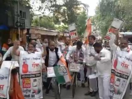 Congress's Jan Andolan Cycle Rally in Thane against inflation | महागाई विरोधात ठाण्यात काॅग्रेसची जनआंदोलन सायकल रॅली  