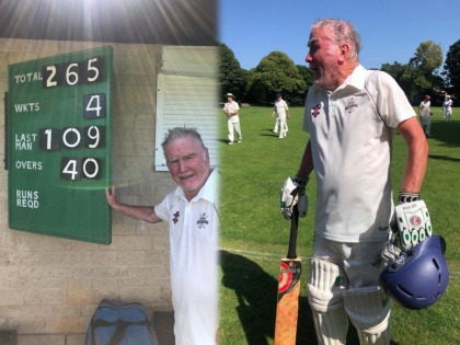 72 year old Phil Barry scored superb 109 not out vs Frampton on Severn Cricket Club on the hottest day of the year | ७२ वर्षांच्या क्रिकेटपटूची हवा; नाबाद शतकी खेळी करताना गोलंदाजांच्या आणले नाकीनऊ!