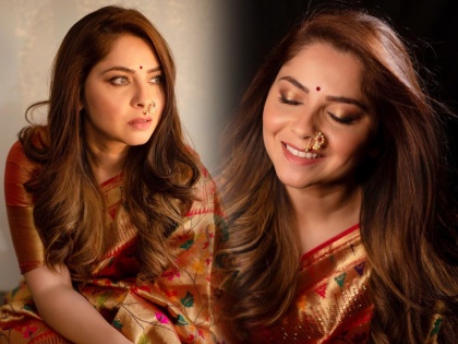 Loose hair, nose and nose sari, Sonalee Kulkarni's Marathmolya look is a favorite! | मोकळे केस, नाकात नथ अन् जरतारीची साडी, सोनाली कुलकर्णीच्या मराठमोळ्या लूकला मिळतेय पसंती!