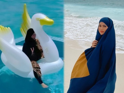 OMG Sana Khan while enjoying in Maldives fell in water, Check Her Enjoyment Or Reaction Here | बोंबला, मालदीव्हजमध्ये व्हॅकेशन एन्जॉय करते ही अभिनेत्री, मजा मस्ती करताना पडली पाण्यात
