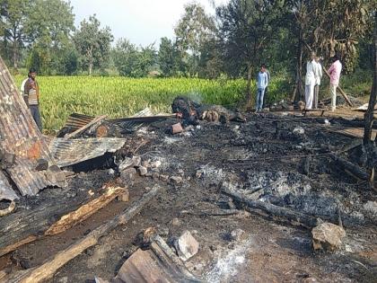 The efforts of the villagers, including the farmers, were insufficient; Ten animals dies in fire before his eyes | शेतकऱ्यासह ग्रामस्थांचे प्रयत्न अपुरे पडले; डोळ्यादेखत होरपळून दहा जनावरे दगावले