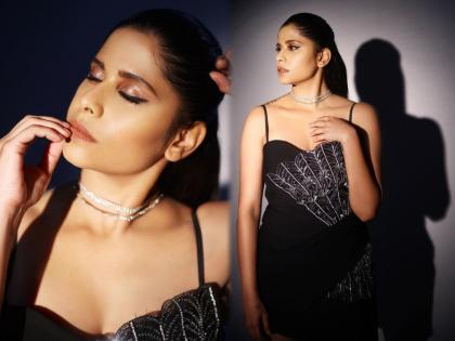 Sai Tamhankar ब्लॅक ड्रेसमध्ये दिसली खूपच स्टनिंग, पाहा हे फोटो